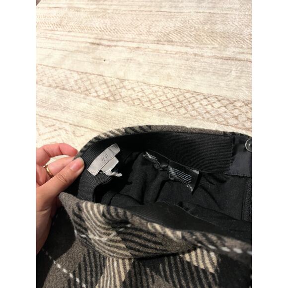 Women's H&M Brown Black Lined Plaid Skirt 30 Inch Waist Back Zip 16" Length - Picture 2 of 5